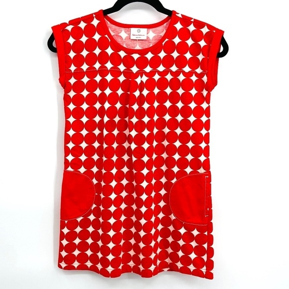 HANNA ANDERSSON Girls Red Polka Dot Pocket Shift Dress Size 8 - Picture 1 of 7